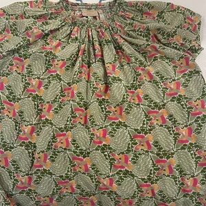 Elegant Floral Women's Blouse in Green and Pink